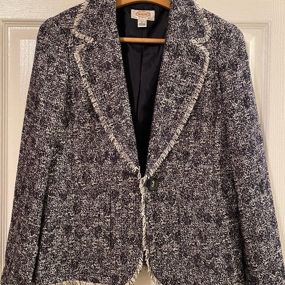 NWOT Talbots Blue/White Tweed Blazer 6P - Picture 4 of 9